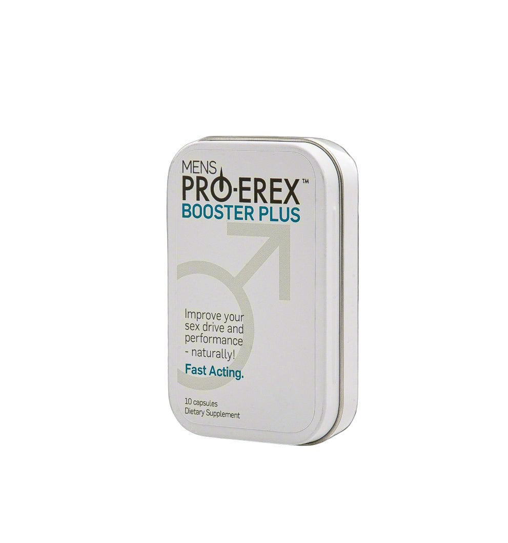 Mens Pro-Erex Booster Plus supplement packaging on a white background